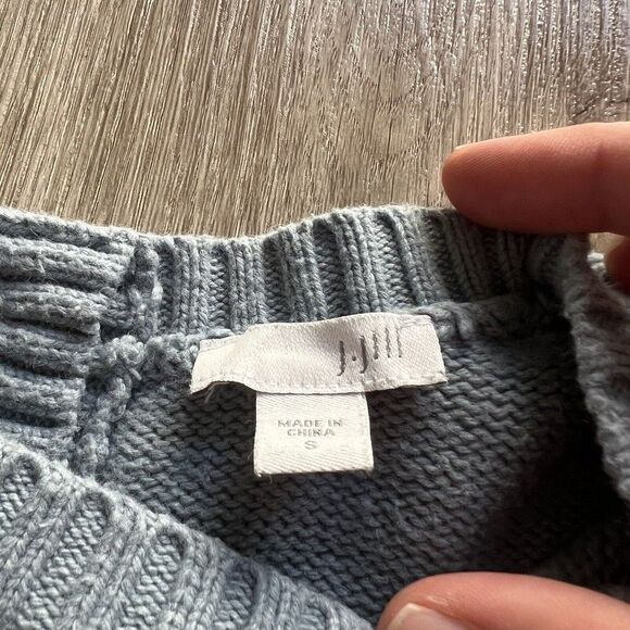 J Jill Women Size Small Steel Blue Cotton Button Back Pullover Sweater - Picture 5 of 8
